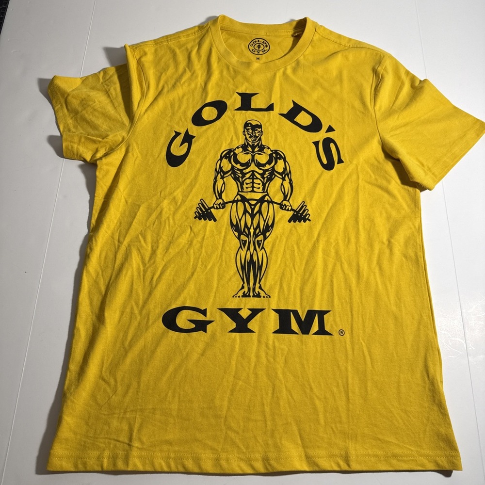 Classic Gold's Gym M BRIGHT YELLOW T-Shirt USED EXCELLENT CONDITION